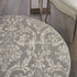 2' X 4' Gray Damask Power Loom Area Rug